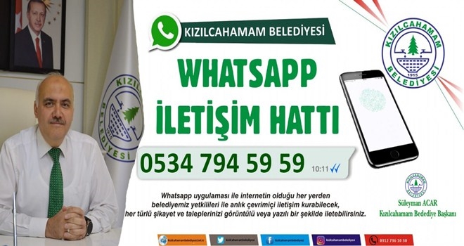 Kızılcahamam Belediyesi, WhatsApp Destek Hattı hizmet vermeye başladı