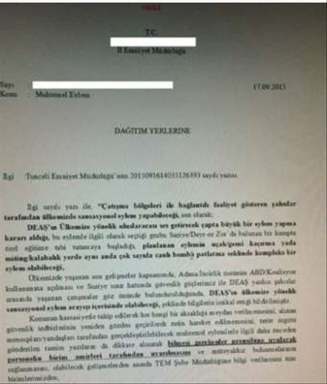 ANKARA KATLİAMINDAN 22 GÜN ÖNCE ŞOK IŞİD RAPORU!