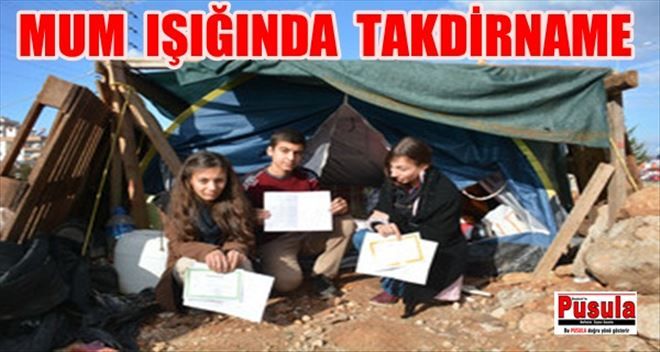Mum ışığıyla aydınlanan çadırda ´takdir´lik başarı