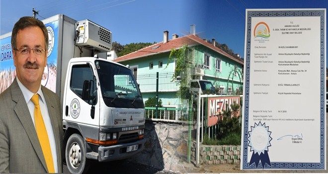 ANKARA GENELİNDE İLK İŞLETME RUHSATI KIZILCAHAMAM BELEDİYESİ MEZBAHANESİNE KAZANDIRILDI