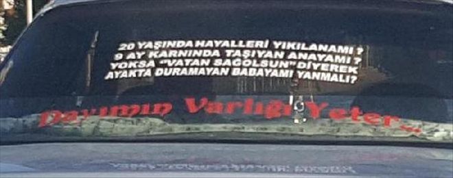 ŞEHİTLERE AĞITLI ARAÇ YAZISI