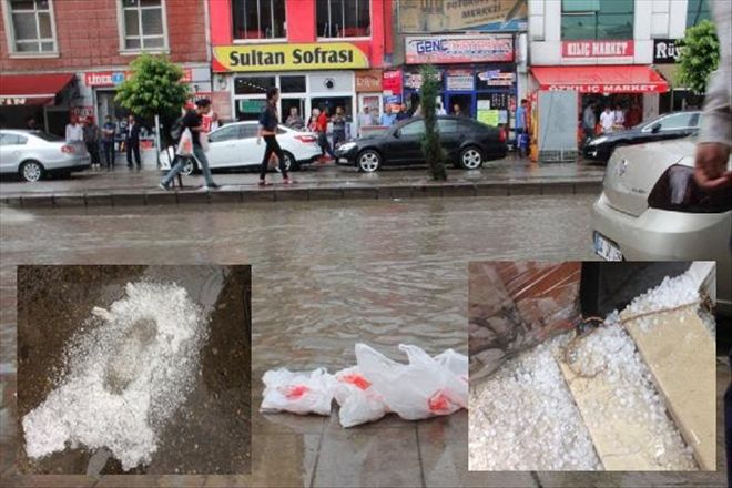 AĞRI´YA FINDIK BÜYÜKLÜĞÜNDE DOLU YAĞDI
