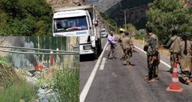 PKK´LILAR BEYTÜŞŞEBAP´TA YOL KESİP ARAÇ YAKTI, 2 KİŞİYİ KAÇIRDI
