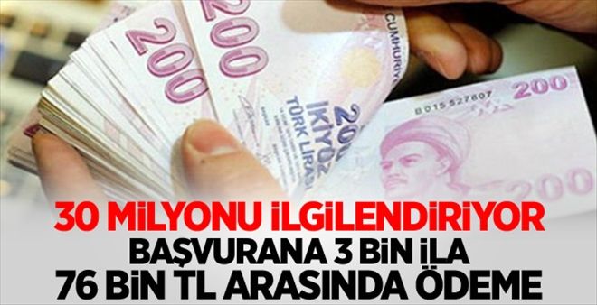 Başvurana 3 bin ila 76 bin TL arasında ödeme