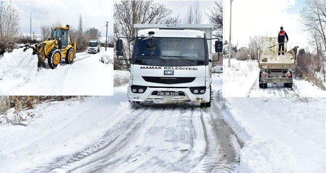 Mamak´ta kar ve buz mesaisi devam ediyor   