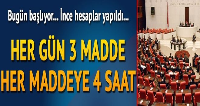 Her gün 3 madde her maddeye 4 saat