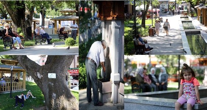 Kavurucu sıcaklara park serinliği