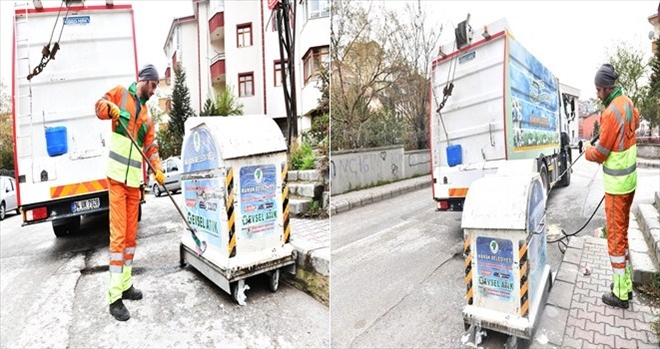 Günde 100 konteyner dezenfekte ediliyor