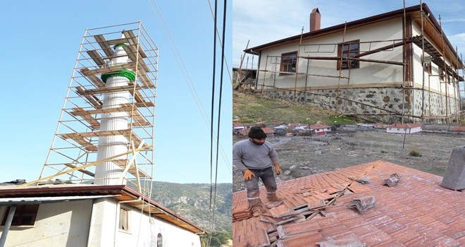 KÖY KONAKLARINDA TADİLAT İŞLEMİ DEVAM EDİYOR