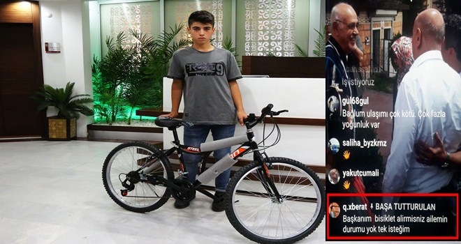 BAŞKAN ALTINOK´TAN EMİRHAN´A BİSİKLET HEDİYESİ