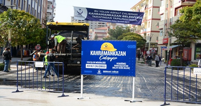 Kahramankazan´da sıcak asfalt serim seferberliği 