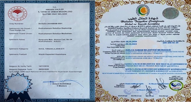 Türkiye´de İlk ve Tek Kızılcahamam Belediyesi Helal Gıda Sertifikası Aldı