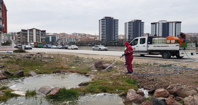 KEÇİÖREN´DE İLAÇLAMA VE LARVASİT ÇALIŞMALARI DEVAM EDİYOR