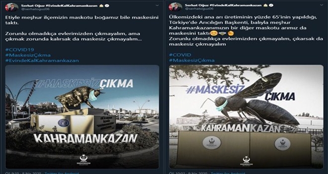 Maskotlar maskelerini taktı