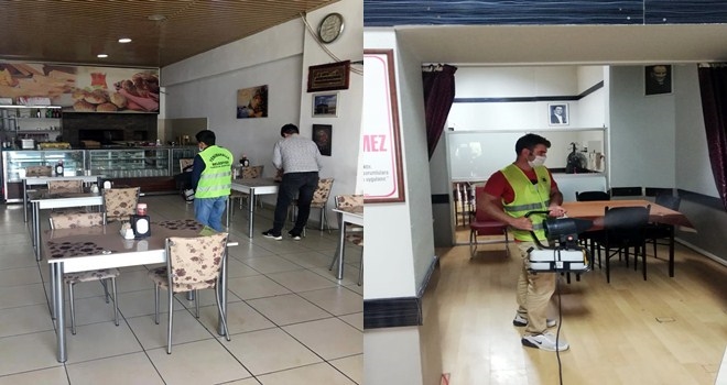 Lokanta ve kahvehaneler dezenfekte edildi
