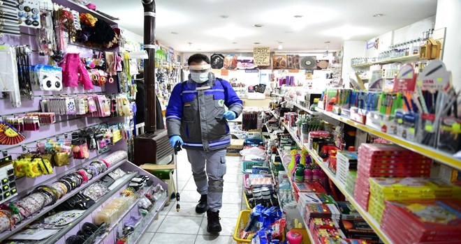 Mamak´ta iş yerlerine dezenfekte işlemi devam ediyor