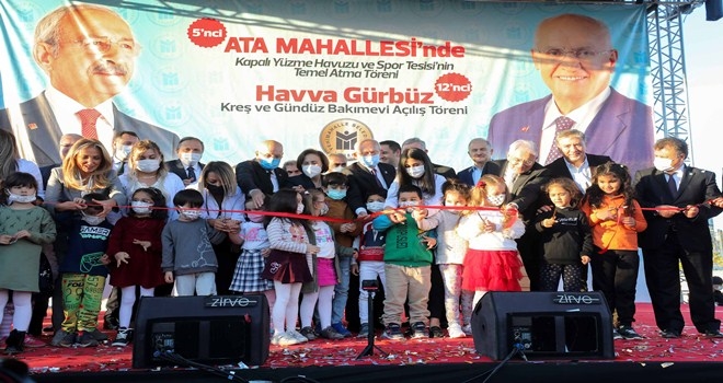 Havva Gürbüz Kreşi açıldı,  Ata Yüzme Havuzunun temeli atıldı