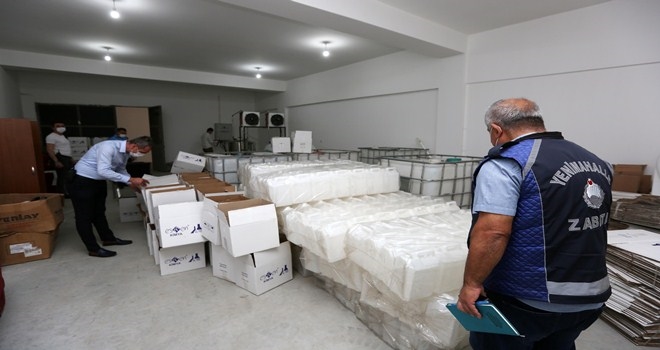 Yenimahalle´de 2 buçuk ton kaçak dezenfektan ele geçirildi