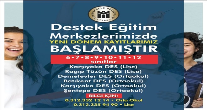 Destek Eğitim Merkezleri´ne kayıtlar başladı