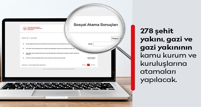 Şehit yakını, gazi ve gazi yakını ataması