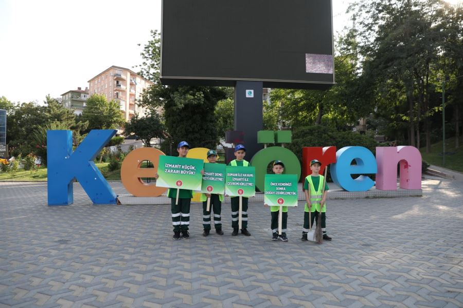 MİNİK İŞÇİLER ÇEVRE VE AĞAÇ  SEVGİSİYLE SAHAYA İNDİ