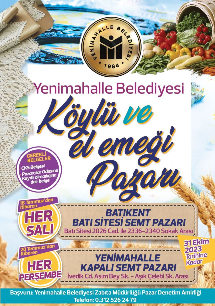 Yenimahalle’de köylü pazarları kuruluyor